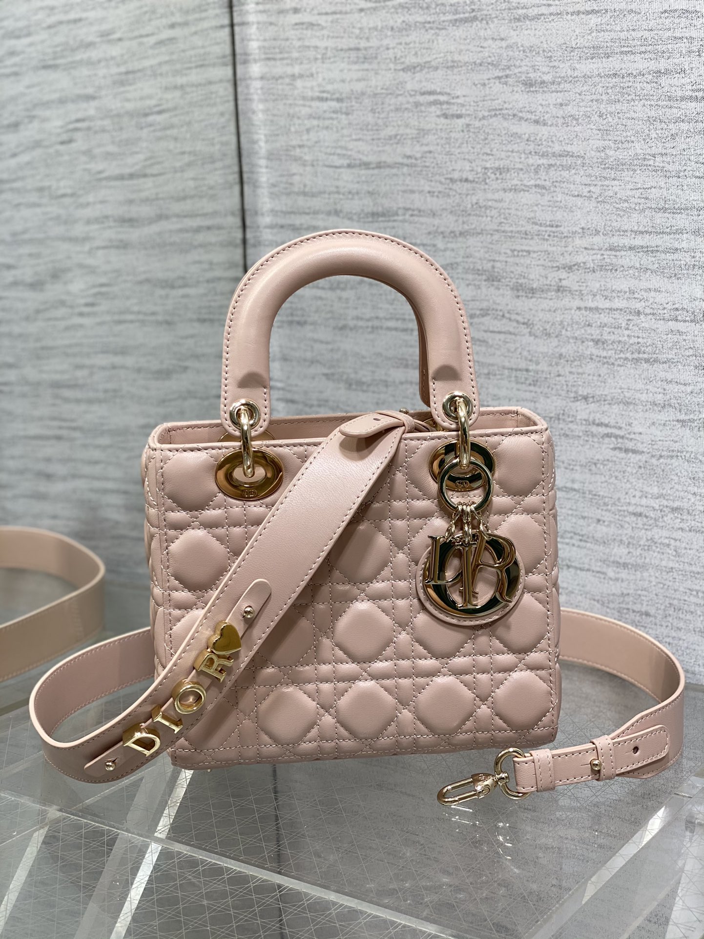 Small Lady Dior My ABCDior Bag Powder Beige Cannage Lambskin